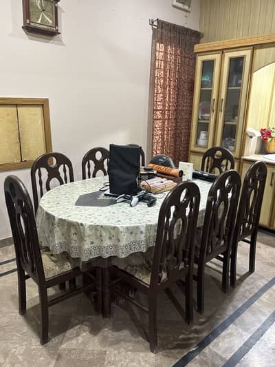 Oval Wooden Dining Table Set with 8 Chairs