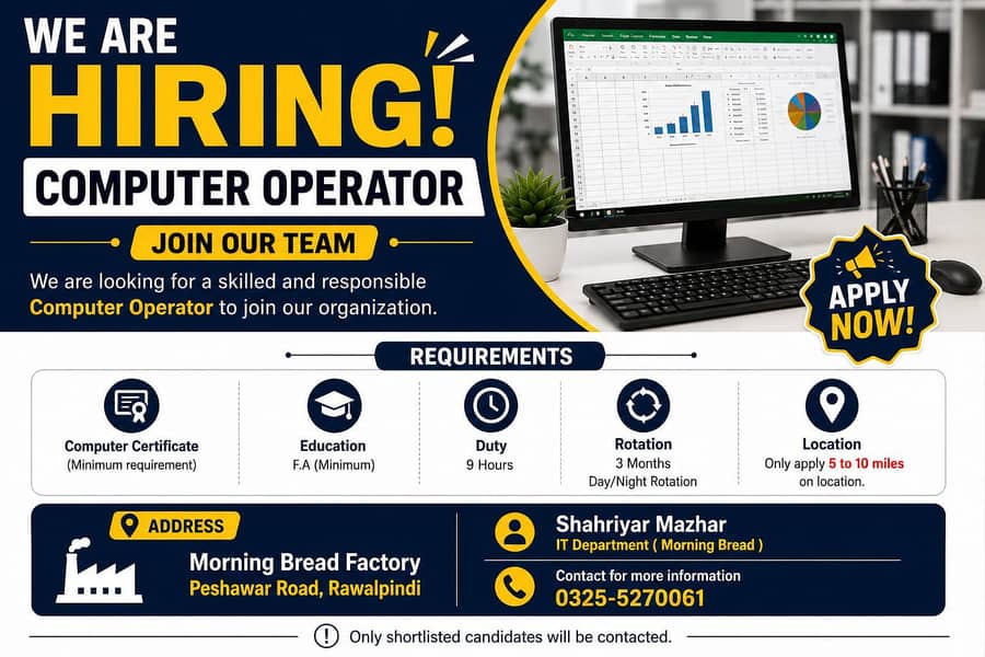 we are hiring computer operator 0