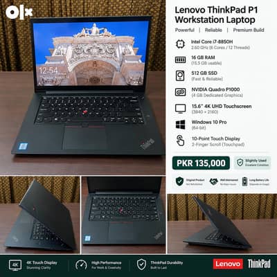 Lenovo ThinkPad P1 Workstation i7 8th Gen | 4K Touchscreen