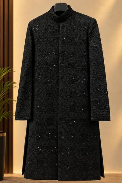 dulha black shairwani hand made work
