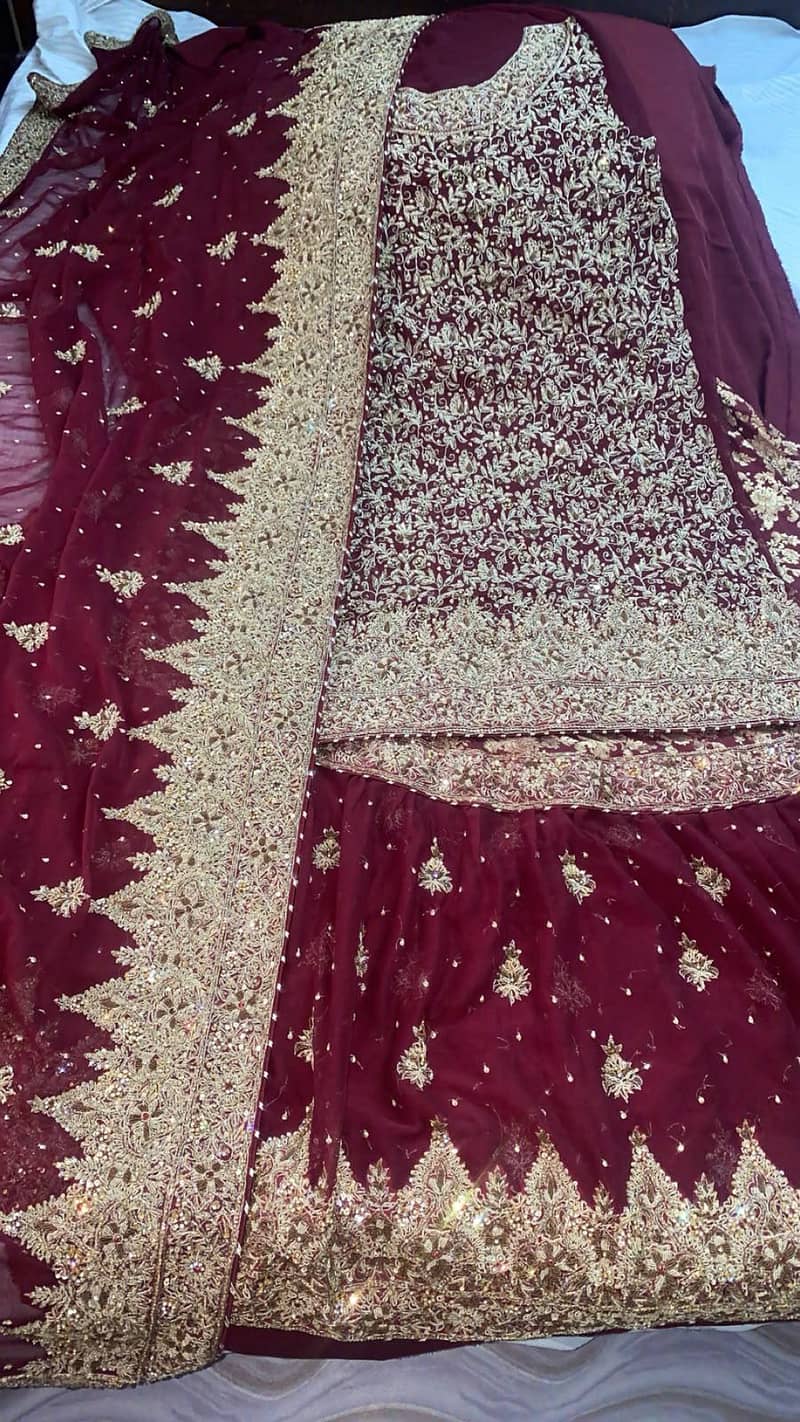 Bridal sharara/Bridal farshi lehnga/bridal lehnga/unstitched lehnga 0