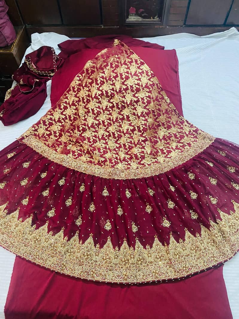 Bridal sharara/Bridal farshi lehnga/bridal lehnga/unstitched lehnga 2