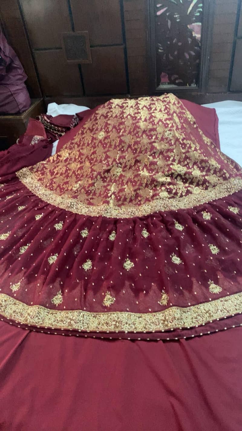 Bridal sharara/Bridal farshi lehnga/bridal lehnga/unstitched lehnga 3