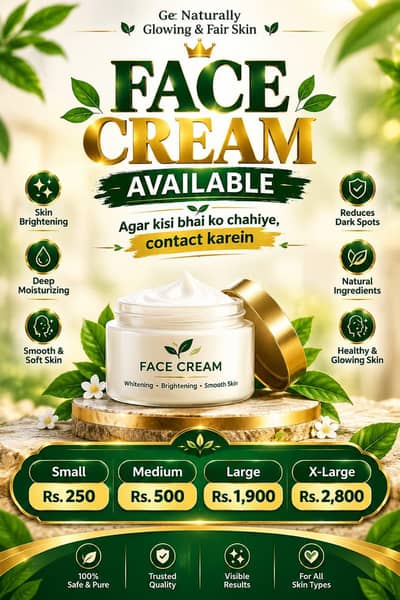 Face Whitening Cream Available here contact Whatsapp 03306395473