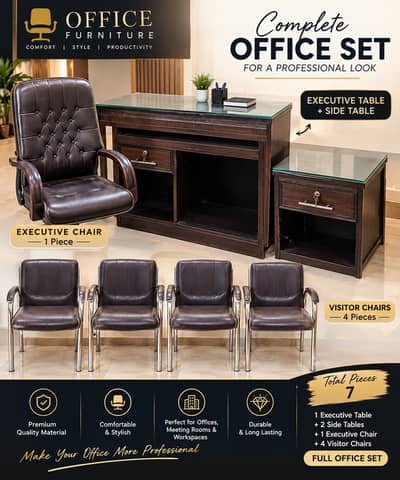 Premium 8-Piece Executive Office Furniture Set - Excellent Condition