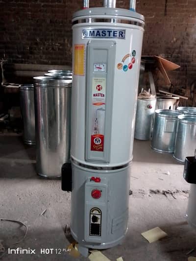The master's water heater for winter runs on both electricity and gas.