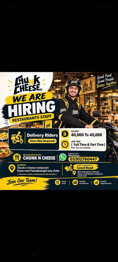 Restaurants Staff Required | Restaurants Jobs | Urgent Hiring | Jobs