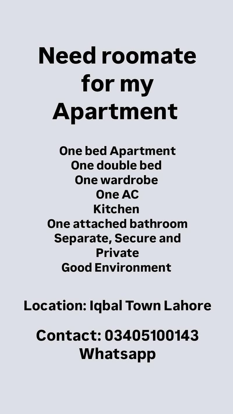 I need roomate 0