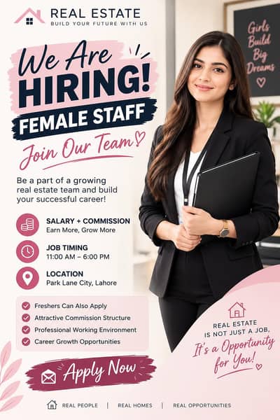 We Are Hiring Female Staff | Real Estate Sales