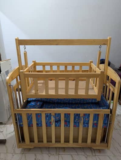 Wooden Baby Cot with Hanging Cradle – For Sale
