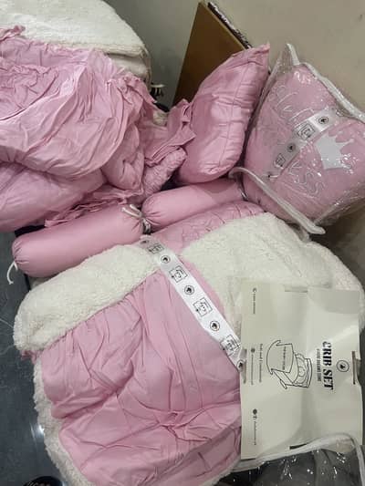Hello princess pink crib set-8pcs complete winter razai set-