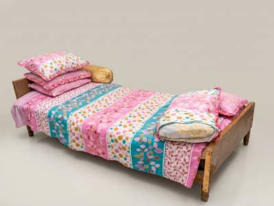 Solid Wooden Single Bed Frame with Mattress & Pillow