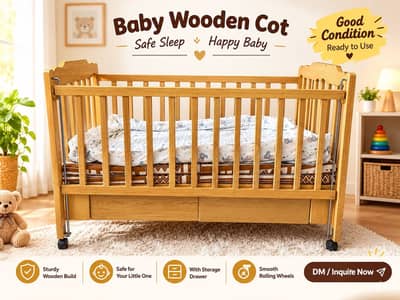 Baby cot with mattress and zubaidas bedding