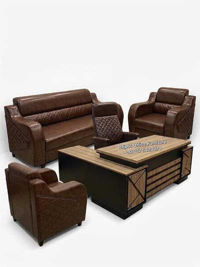 Complete Office Setup | 5 Seater Sofa | Executive Table | Chair