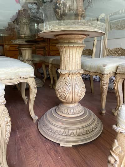 Antique 8 Seater Glass Dining Table