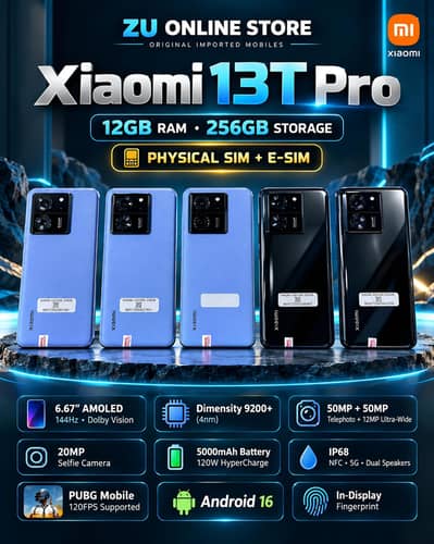 Xiaomi 13T Pro 256/12 Original Stock Water Pack Pubg 120fps 144hz