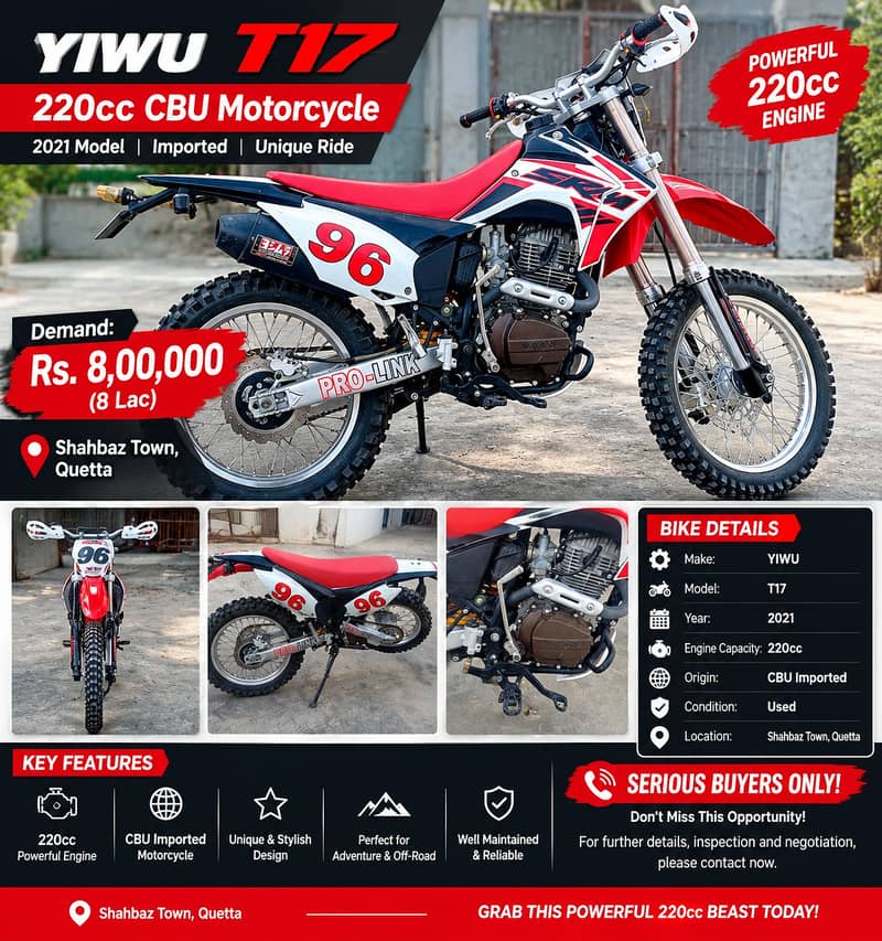 YIWU T17 220cc CBU Motorcycle 2021 Model for Sale - Trail - 1120975847