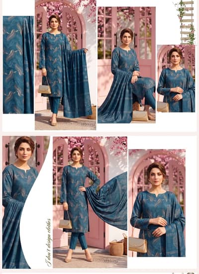 ladies suit / 3 pcs embroidery dress / Dhanak sequence zari