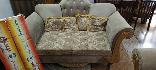 7 seater sofa set with covers and 3 center tables