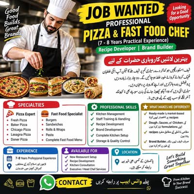 professional fastfood Pizza chef want job