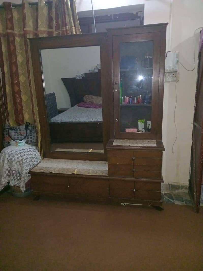 King Size Bed + Side Table + Dressing Almari 1