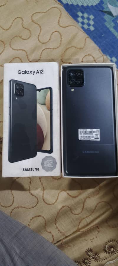 Samsung a12 with box and charger 10 by 10 condition memory 4/128