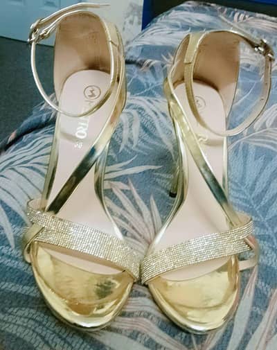 Metro Gold Stiletto Heeled Sandals