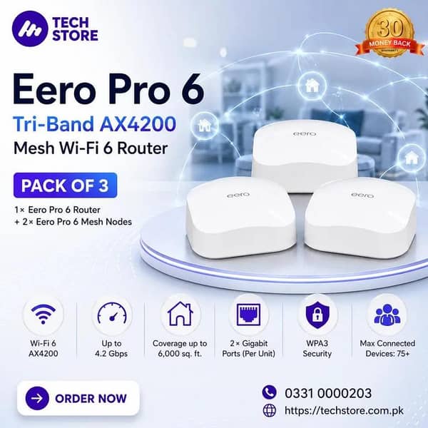 Eero Pro 6 Tri-Band AX4200 Mesh Wi-Fi 6 Router in Pakistan
