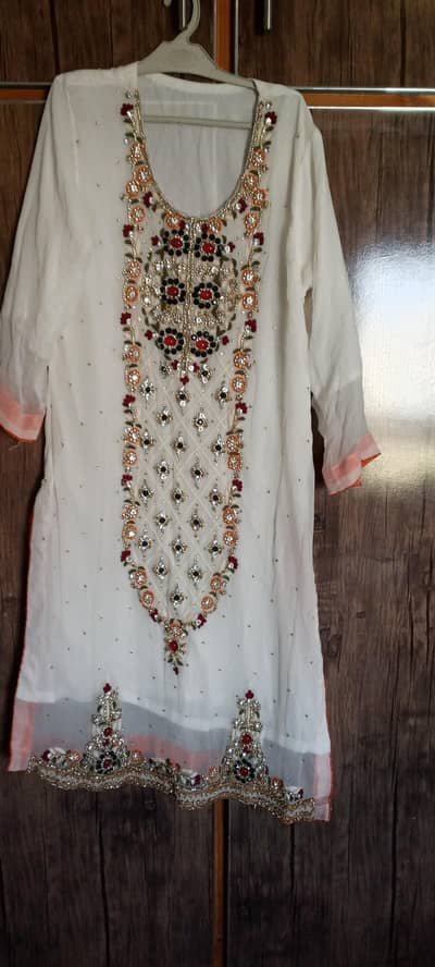chiffon 3pc embroidered suit