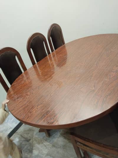 dining table with 6 wooden chairs