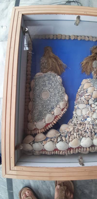 Unique Handmade Seashell & Fashion Art – Large Framed Wall Décor