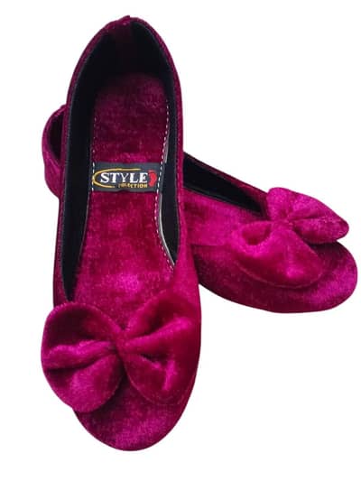 Maroon Velvet Bow Pumps For Women - Rs 1499 With Free Delivery