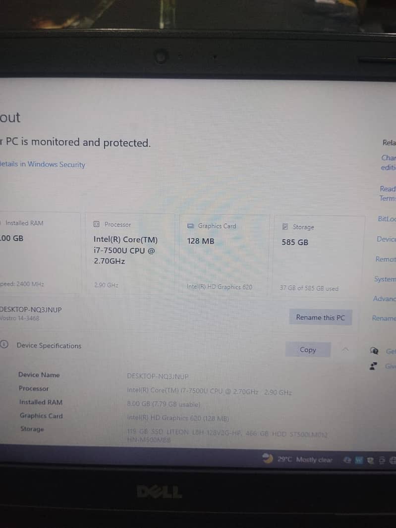 Dell i7, 7th Generation 3