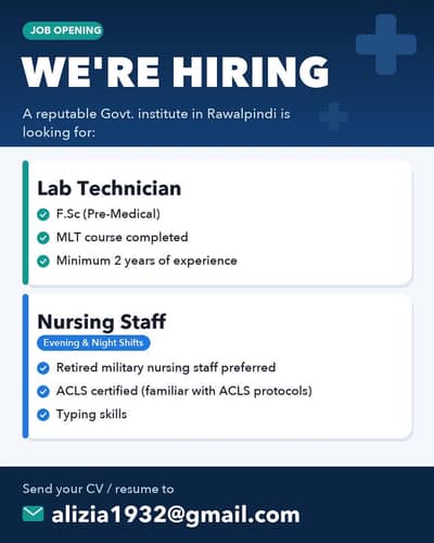 Lab technician & Nursing Assistant required