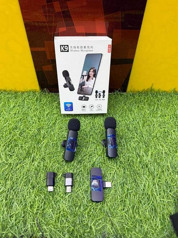 K9 3-in-1 Dual Wireless Microphone – Professional Lavalier Mic for iPhone, Type-C & Android | Plug & Play Noise Reduction Mic for Vlogging, YouTube, TikTok & Live Streaming