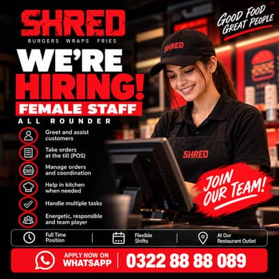 WE’RE HIRING — FEMALE STAFF (ALL-ROUNDER]