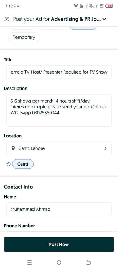 Female TV Host/Anchor person required