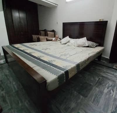 Black Double Bed, Brown Bed & 3-Seater Sofa Set for Sale
