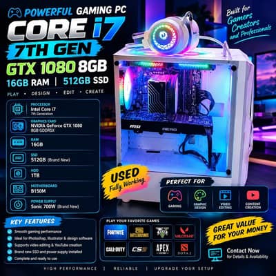 Core i7 7th Gen Gaming PC | GTX 1080 8GB | 16GB RAM | 512GB SSD