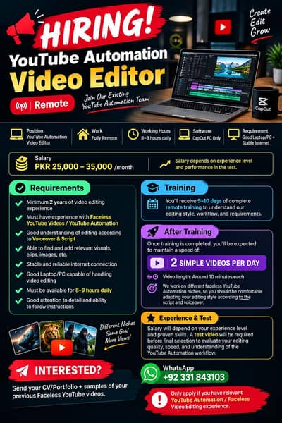 YouTube Automation Video Editor (Remote)