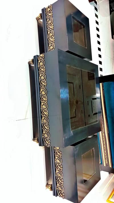 Luxury Royal Black & Golden Center Table Set-3 Pieces