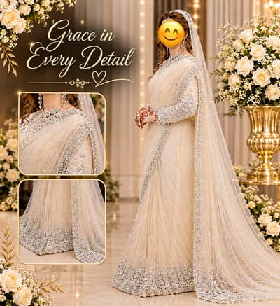 Elegant  Bridal Saree with Heavy Silver Embroidery – Luxury Wedding We