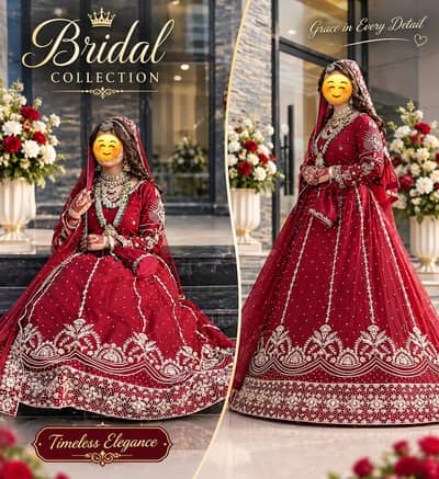 Maroon Net Bridal Lehenga with Stone Work and Pearl Details