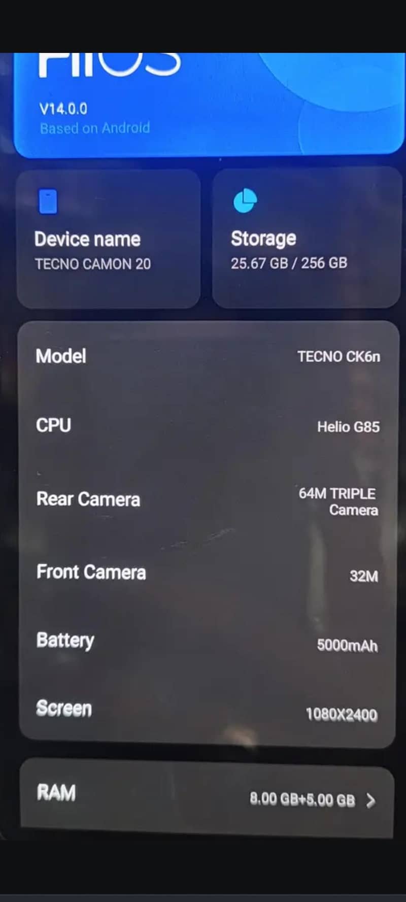 Tecno CAMON 20 1