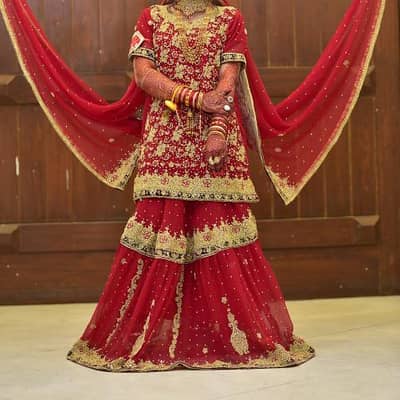 Red bridal farshi dress medium 1 time used