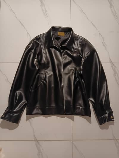 Faux Leather Jacket (Black)