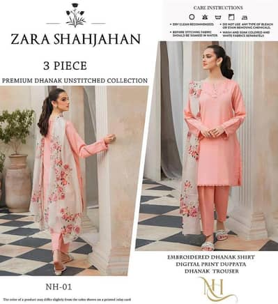 3 piece unstitched dhanak suit
