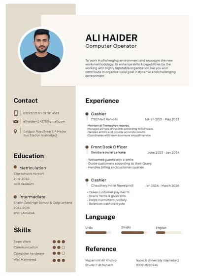 I Need Cashier Job At Islamabad or Rawalpindi