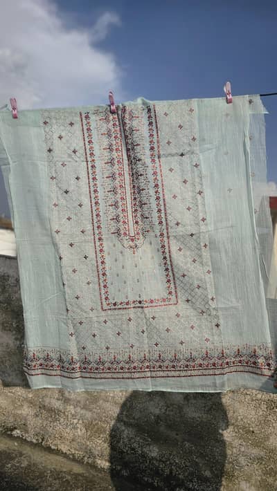 Cotton net embroidered suits