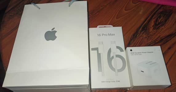 iPhone 16 Pro Max Box, Cable, 40W Adapter & Bag